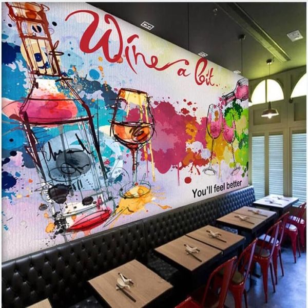 Papel tapiz 3d personalizado po mural europeo y americano pintado a mano bar de vinos bodega decoración del hogar murales de pared 3d papel tapiz para vivir 268l