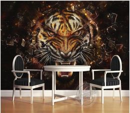 Fond d'écran 3D PO MURAL MURAL PEINTURE D'HUILE dessiné Tiger Roar Fond Home Amélioration du salon Fond d'écran pour murs 3 D2267571