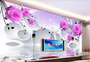 Fond d'écran 3D PO CUSTOM PO Reflections Rose sur le mur de fond du 3d Circle TV Decor Wall Art Pictures 2813472
