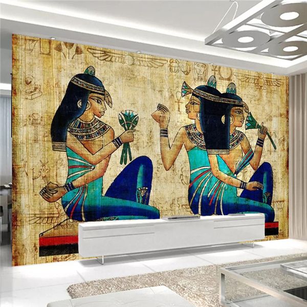 Papel tapiz 3D estilo europeo pintado a mano figuras egipcias antiguas pintura de pared sala de estar TV decoración del hogar murales Papel De pared
