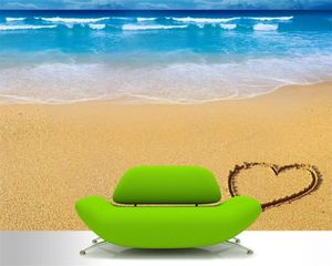 Fond d'écran 3D pour chambre à coucher européenne romantique plage mer vagues amour vue mer