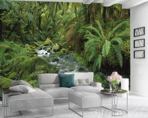 Papel tapiz 3d para cocina, papel tapiz de plantas verdes, hermoso paisaje de selva tropical, papel tapiz Mural 3d de seda decorativo