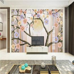 Papel tapiz 3d para sala de estar, Fondo de árbol abstracto moderno Simple, pintura de pared, Mural, papel de seda, papel tapiz no tejido1