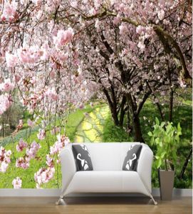 Fond d'écran 3d pour chambre fleurs d'arbre cerisier belles fond de route en pierre de pierre 3D Fond d'écran pour le salon 2703193