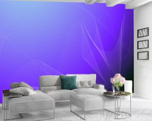 Papel tapiz 3d para paredes Papel de pared Mural 3d de lujo para sala de estar Líneas de ensueño púrpura Romántico Decorativo Seda Papel tapiz mural 3d