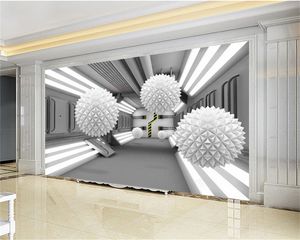 Papel tapiz 3d Sala de estar Espacio extendido 3d Ilustración de flotador blanco Interior del hogar Papel tapiz de seda HD