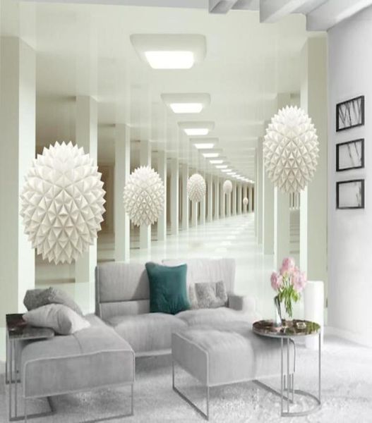 Papier peint 3D salon abstrait espace couloir blanc stéréo stéréo tv fond mur décoratif imperméable antifouling beau 4543800
