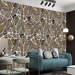 Fond d'écran 3D salon chambre cuisine Silk Irrégulet Geometric Metal Art Home Improvement Painting Classic Mural Wallpapers293b