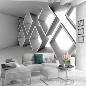 Papel tapiz 3d para sala de estar, figura geométrica blanca, Mural espacial tridimensional, decoración Interior para el hogar, pintura impermeable, papel tapiz antiincrustante