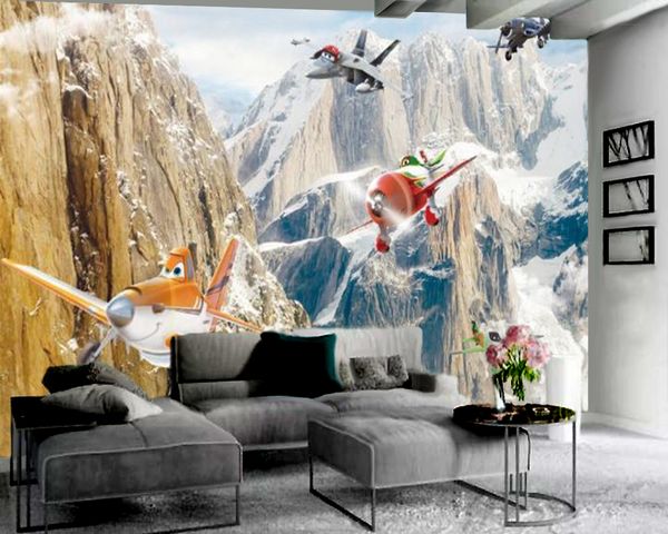 Papier peint 3D mural dessin animé avion paysage papier peint 3d décoration intérieure atmosphérique de qualité supérieure papier peint 3d pour salon