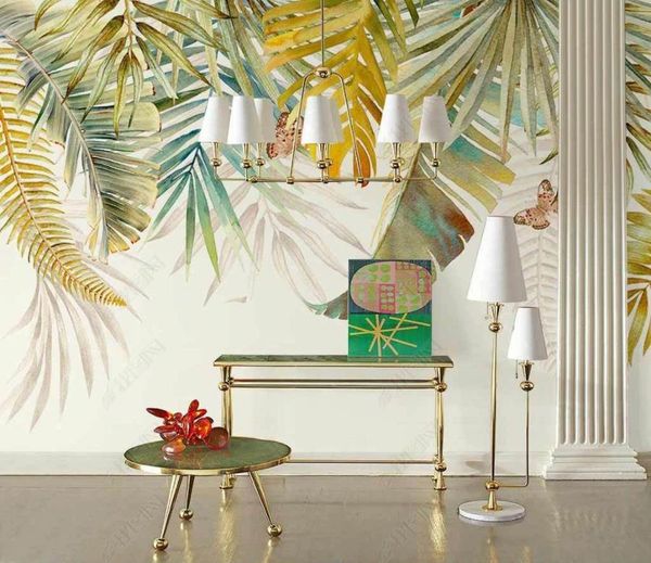 Papel de pantalla 3D Mural Custom Tropical Tropical de hojas anchas Fondos de fondo interior Rollos Decoración Palabra de pared Rolleros para decoración de la pared