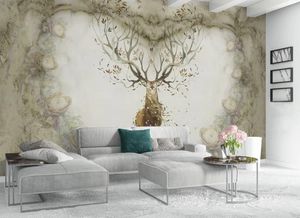 Fond d'écran 3D Salon mural Chambre à coucher Européenne Nostalgique Rétro Canapé Télévision Fond de la maison Amélioration de la haute qualité Matériel de haute qualité