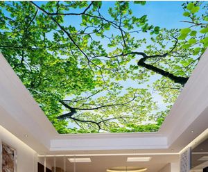 3d behang op het plafond Blue Sky -takken 3D plafond behang voor badkamers stereoscopisch landschapsplafond3129711