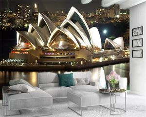 Papel tapiz 3D foto mural paisaje urbano noche vista hermosos edificios altos personalizamos fondo de pantalla de seda