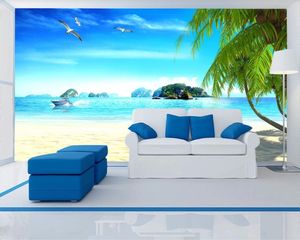 3d papier peint Photo papier peint belle mouette cocotier plage paysage marin fond mur 3d Mural papier peint pour salon
