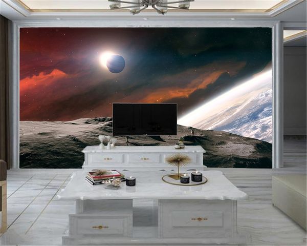 Papel tapiz 3d cielo papel tapiz 3d foto personalizada Mural otros planetas en el espacio interior TV Fondo pared decoración Mural papel tapiz