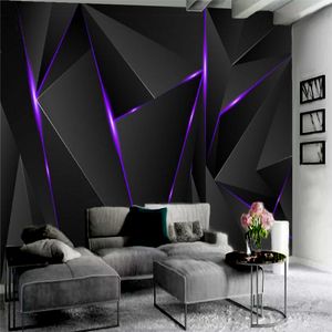 Papel tapiz 3d, sala de estar negra tridimensional, dormitorio, decoración del hogar, revestimiento de paredes, papel tapiz estereoscópico 3d