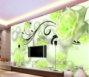 3d behang TV achtergrond behang de woonkamer bank achtergrond muurschildering groene roos 3d muurschildering behang