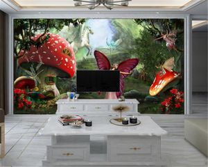 Fond d'écran 3d mur Promotion Cute Cartoon HD Fond d'écran de soie papillon elfes dans la forêt de rêve