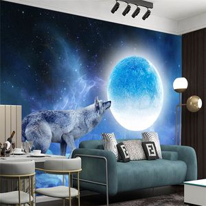 3D Wallpaper Wallcovering muurschildering Moonlicht Creatieve woonkamer Home Decor 3d moderne wallpapers muurbedekking