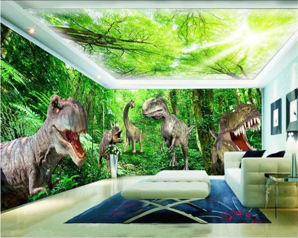 Papel tapiz 3d paredes dinosaurio jurásico bosque primitivo tema espacio fondo Mural de pared papel tapiz