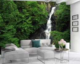 3D behang muren foto behang groen bos rotsen watervallen en landschap woonkamer slaapkamer wandbekleding HD 3D behang