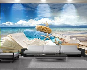 3d behang muren romantische landschap 3D muurschildering behang boeken op het prachtige strand woonkamer slaapkamer wandbekleding HD wallpaper