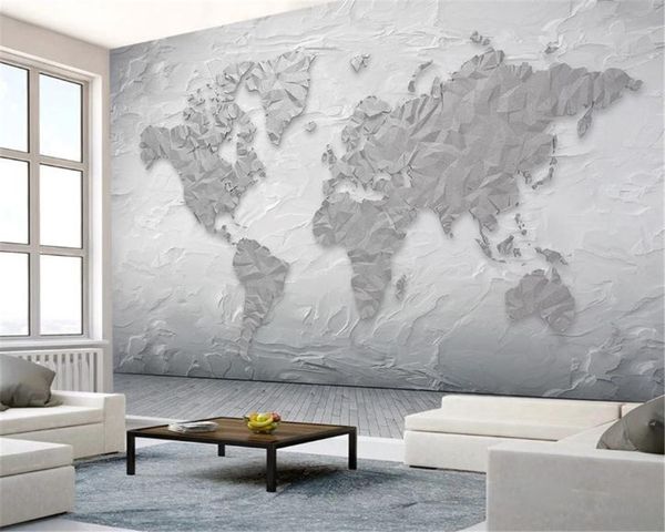 Murs de papier peint 3d texture de pierre carte du monde simple mur de fond TV 3d impression numérique HD papier peint étanche à l'humidité