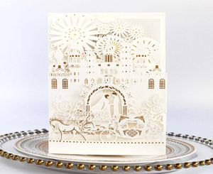 Cartes d'invitation de mariage 3D haut de gamme Limousine Laser ajouré mariée et marié fête de mariage invite des faveurs par DHL2559079