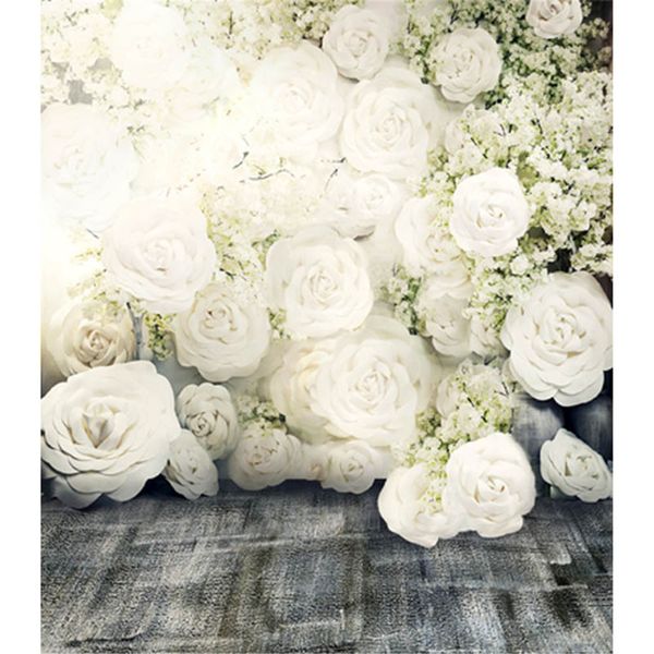 Numérique imprimé 3D blanc Roses fleur mur toile de fond pour la photographie de mariage rétro Vintage Floral Photo Studio Portrait arrière-plans