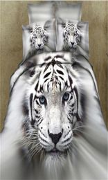 Ensembles de literie Tiger 3D White Tiger Lit Cover Set Lit dans un sac de lit avec un lit de couette Doona Couvre en lin queen Size Full Double 4PCS282Y7021336