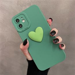 3D Wine Red Matte Cute Love Heart Soft Phone Case voor iPhone 12 11 13 14 Pro XS Max XR 7 8 Plus Lovely Silicone Back Cover Case