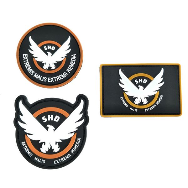 3D Wing Fly Badge Tactique SHD Patchs en tissu de silicone souple The Division PVC Magic Patch Military HookLoop Backpack Hook and Loop Fastener Stickers