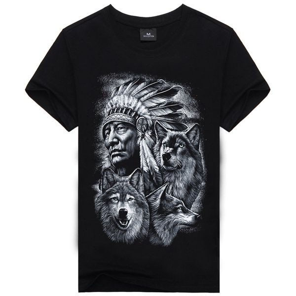 3d loup t-shirt hommes marque 3D indiens loup imprimer t-shirts coton loups hommes t-shirt décontracté homme t-shirts hommes hauts