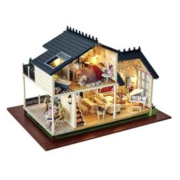 Kit de maison de poupée miniature en bois 3D avec meubles LED 1 24 Kit de maison de poupée à construire à assembler - Villa Provence 231220