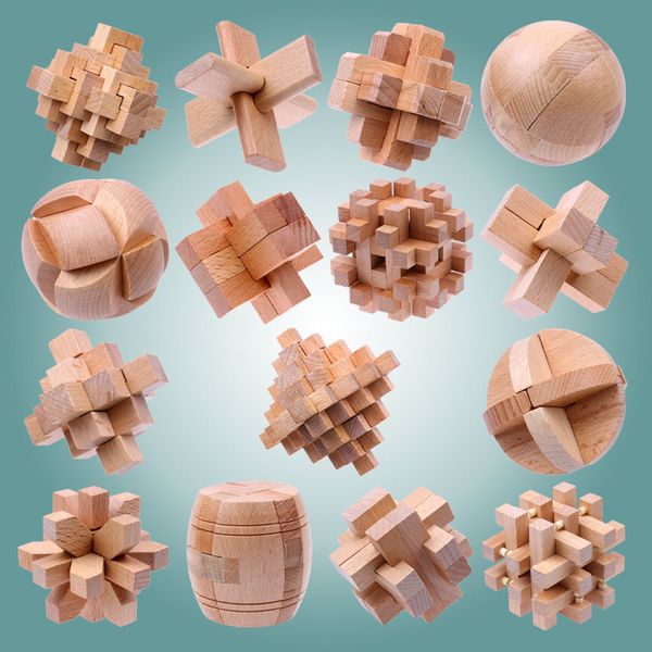 Jeu de puzzle 3D en bois pour adultes et enfants, jeu de casse-tête, Kong Ming Lock Lu Ban Lock