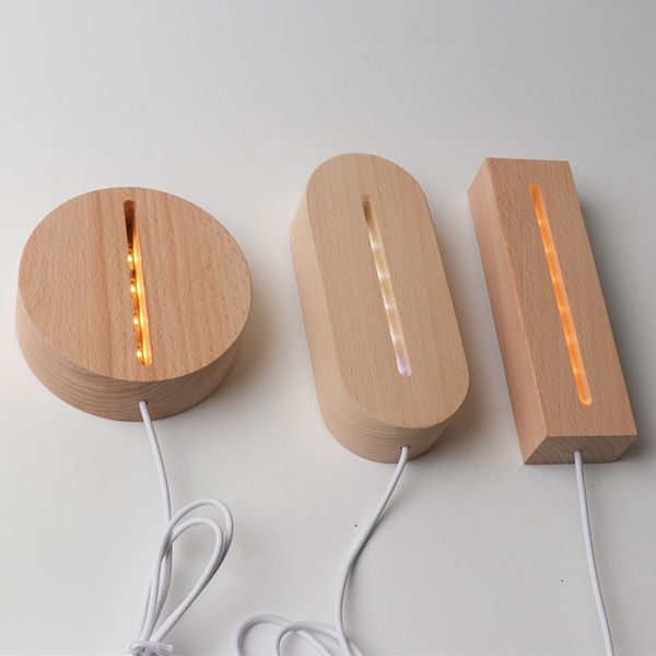 Base de lampe en bois 3D Bases de veilleuse de Table LED pour acrylique blanc chaud porte-lampes accessoires d'éclairage Base assemblée 2022 D2.0