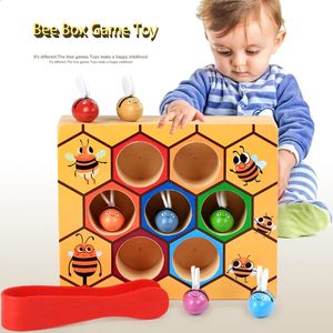 3D Houten Leunend Educatief Speelgoed Kinderen Montessori Vroeg Onderwijs Bijenkorf Spel Kindertijd Kleur Cognitieve Clip Kleine Bij Speelgoed 240131