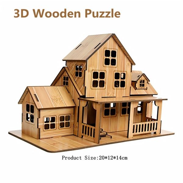 Rompecabezas de madera 3D Modelo GamesCozy Cottage DIY Casa de madera mecánica hecha a mano para niños Kit para adultos 220715