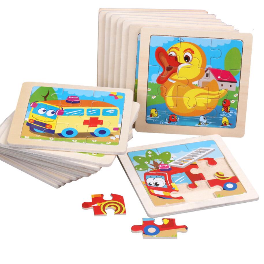 3D Wooden Puzzle Toy Baby Cartoon Vehicle Animal Traffic Tangram Toys Education Montessori Jigsaw Puzzle for Kids Children