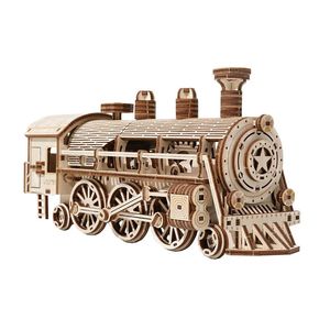 Rompecabezas de madera 3D para adultos, kits de bloques de modelos DIY, tren de vapor móvil, montaje de coche, juguete hecho a mano, Hobby, regalo creativo para adolescentes y niños 240124