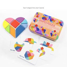 3D Wooden Toy Tangram Children Jigsaw Puzzle For Kids Colorful Baby Montessori Toys Children Educational Learning Developing Toy
