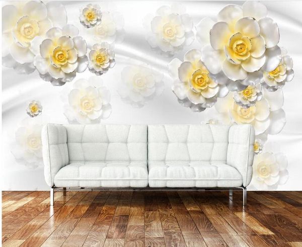 3d jaune rose Jade watch tv mur mural 3d wallpaper 3d wall papers for tv backdrop8538414