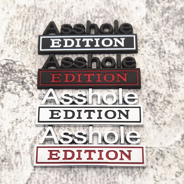 3D Zinc Alloy Asshole Edition Car Autocollant Décoration décale Autochtones Emblems Bumper Stickers