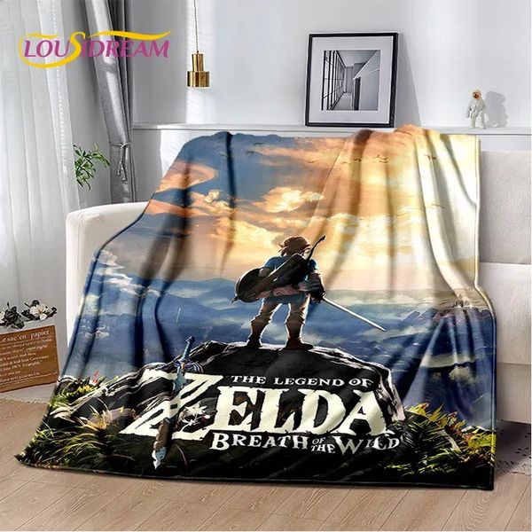 3D ZZelda 2 Link Gamer HD couverture en peluche douce couverture en flanelle pour salon chambre lit canapé couverture enfant cadeau 240325