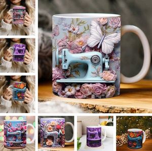 3dsewing Machine Tug Funny Ceramic Coffee tasses Black Office Mugs Friends Avreé Gift LT902