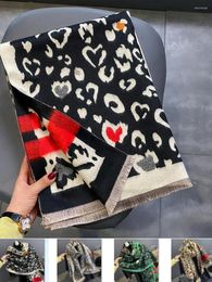 3E Bufandas Marca de diseñador Bufanda de invierno Mujeres Cálido Mantón de Cachemira Envolturas Gruesas Pashmina Manta Estampado de leopardo Bufandas Foulard femenino Clásico Moda de lujo A23003