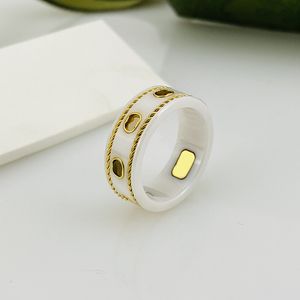 3e70 Anneaux de bande Poterie et porcelaine Bijoux pour hommes Bague d'amour Designer pour femmes Cadeau d'anniversaire pour femmes Céramique noire et blanche Antique Or 18 carats