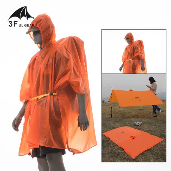 3F UL Gear 3-en-1 Pluie Poncho Veste Imperméable Imperméable Tente Soleil Abri Empreinte Tapis de Sol Bâche Pour Camping Randonnée Auvent 201116