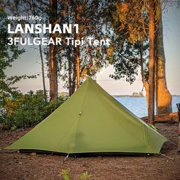 3f ul Gear Lanshan 1 Person Tent Ultralight Outdoor Mochilado para caminatas Camping 3/4 Profesional de temporada 15d Silnylon Sin barra sin barra